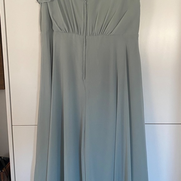 Dusty Sage Bridesmaid Dress with Flutter Sleeve - Picture 3 of 3